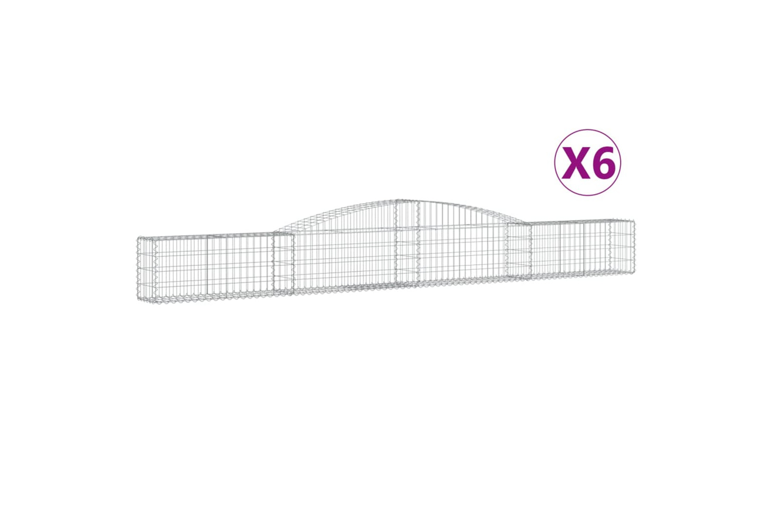 vidaXL 3146831 Arched Gabion Baskets 6 Pcs 400x30x40/60cm Galvanised Iron