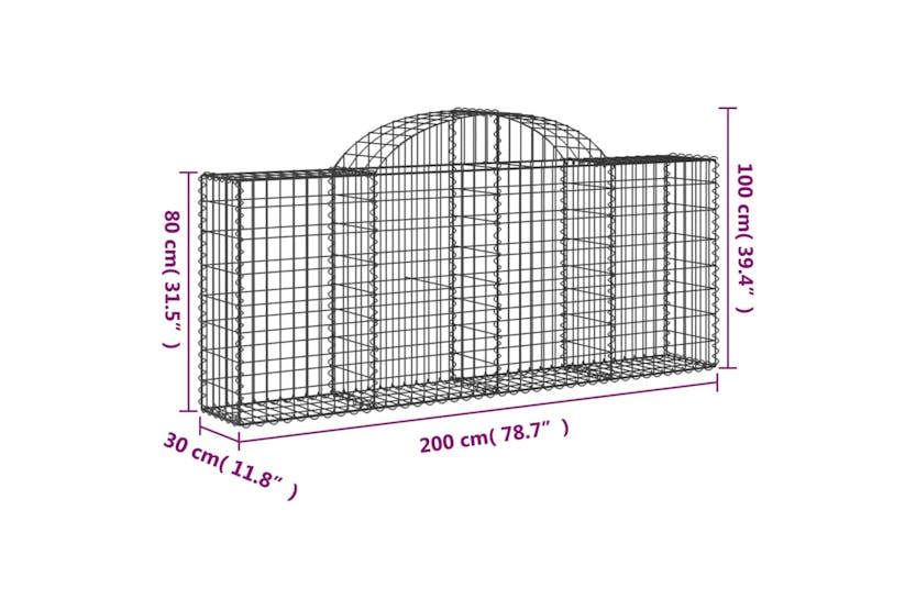 Vidaxl 3146100 Arched Gabion Baskets 13 Pcs 200x30x80/100 Cm Galvanised Iron