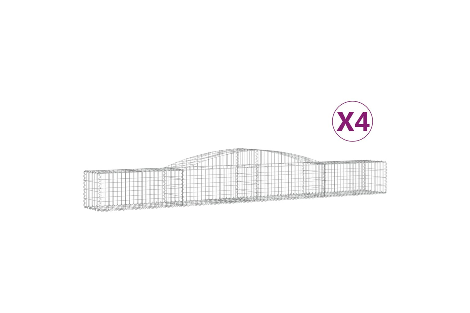 vidaXL 3146959 Arched Gabion Baskets 4 Pcs 400x50x40/60cm Galvanised Iron