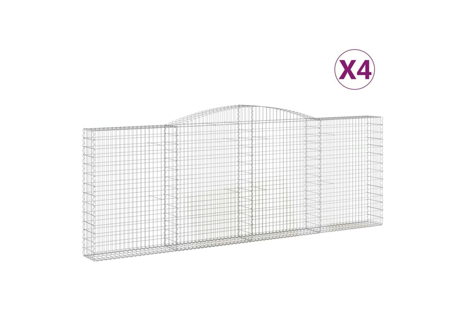 Vidaxl 3146894 Arched Gabion Baskets 4 Pcs 400x30x140/160 Cm Galvanised Iron