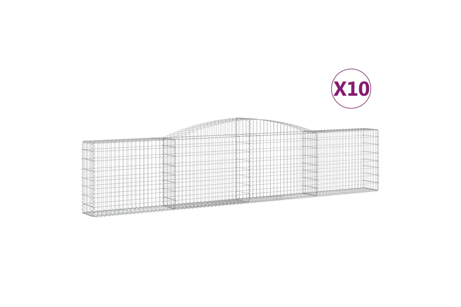 vidaXL 3146861 Arched Gabion Baskets 10 Pcs 400x30x80/100cm Galvanised Iron