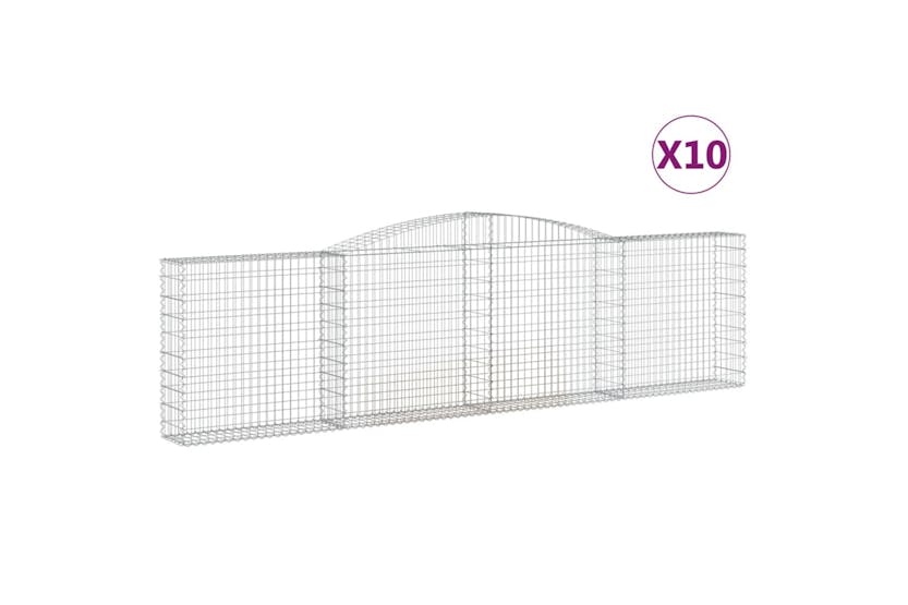 Vidaxl 3146874 Arched Gabion Baskets 10 Pcs 400x30x100/120 Cm Galvanised Iron