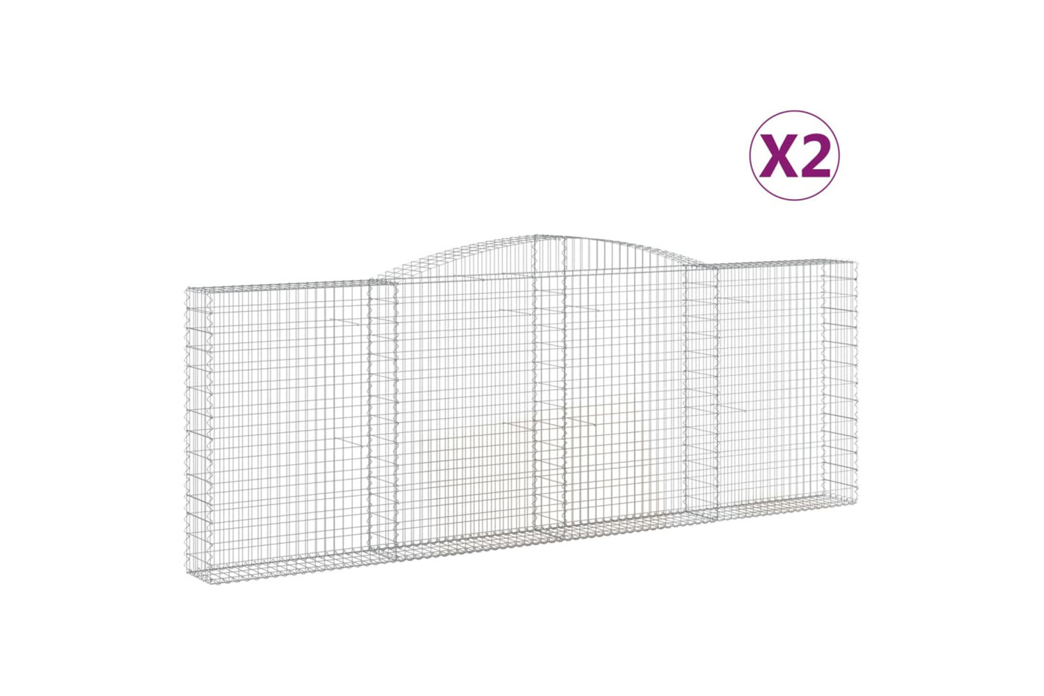 vidaXL 3146892 Arched Gabion Baskets 2 Pcs 400x30x140/160cm Galvanised Iron