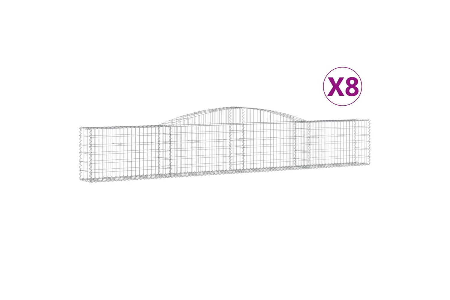 vidaXL 3146846 Arched Gabion Baskets 8 Pcs 400x30x60/80cm Galvanised Iron