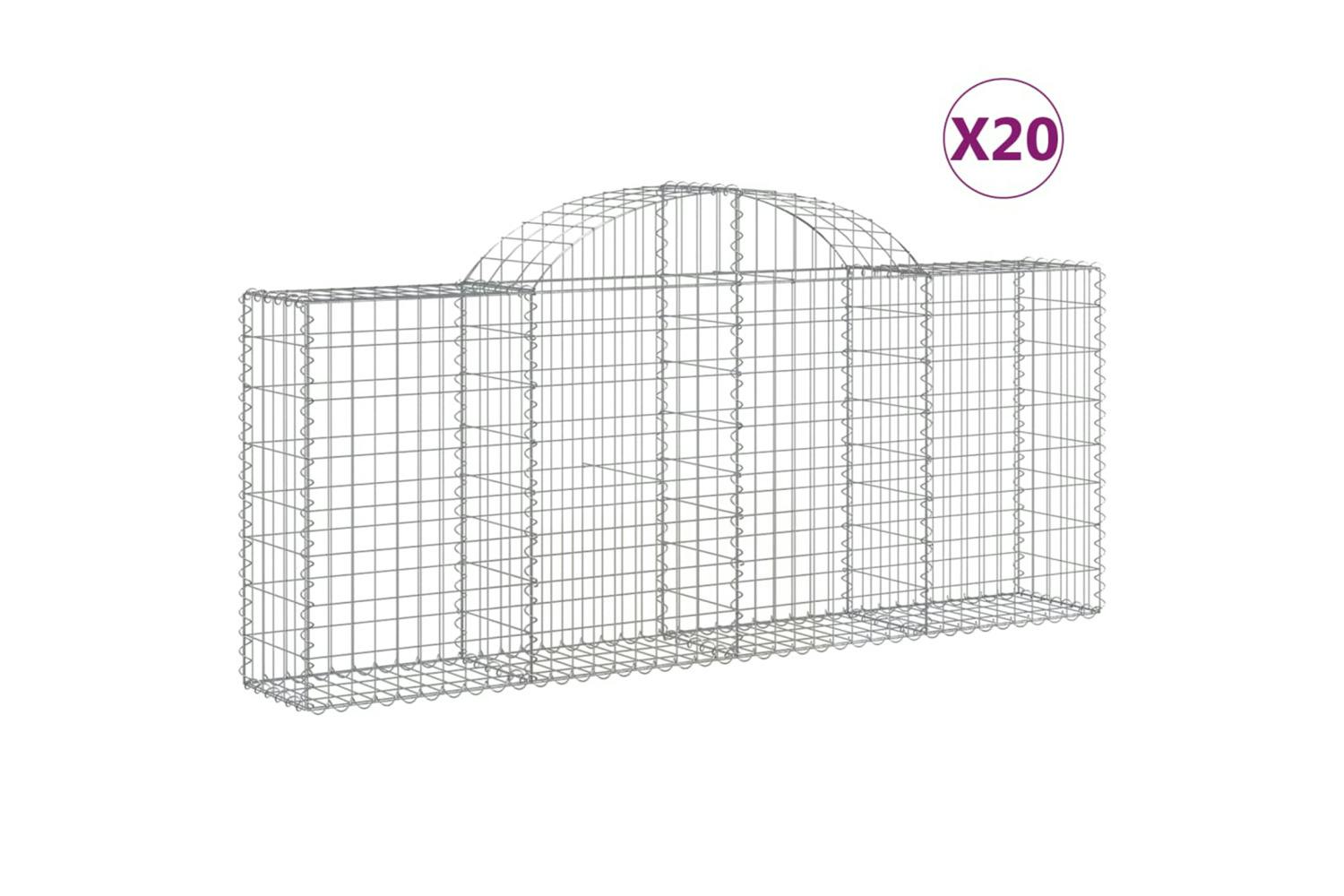 Vidaxl 3146104 Arched Gabion Baskets 20 Pcs 200x30x80/100 Cm Galvanised Iron