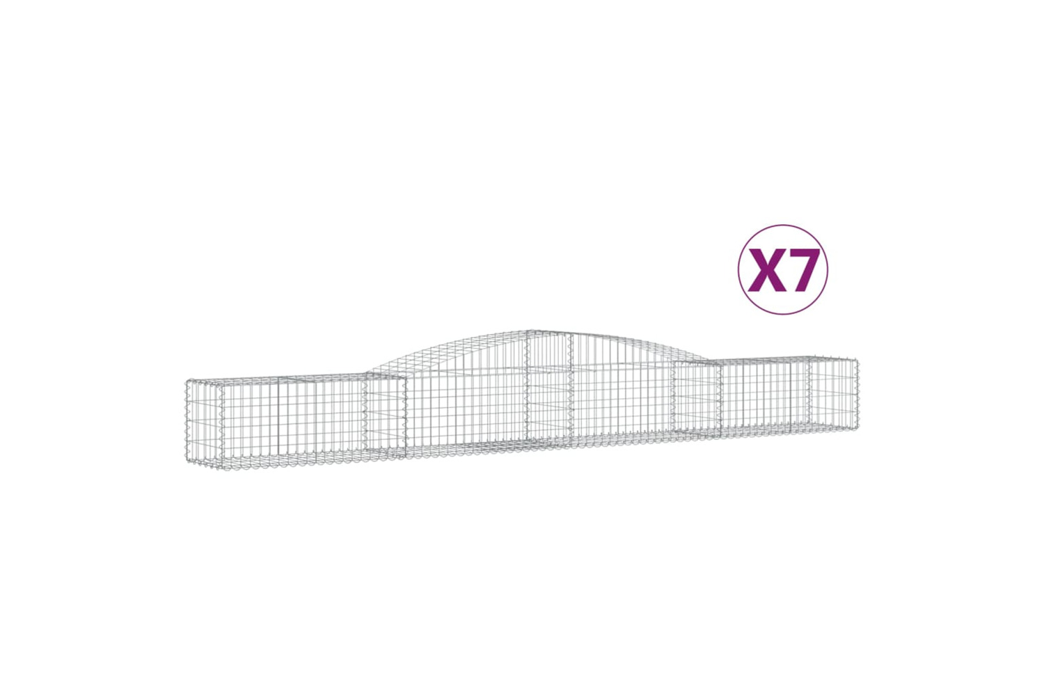 vidaXL 3146962 Arched Gabion Baskets 7 Pcs 400x50x40/60cm Galvanised Iron