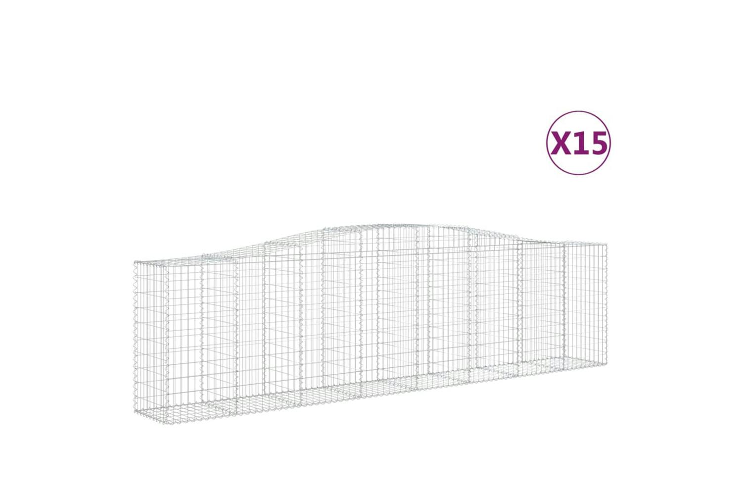 Vidaxl 3145965 Arched Gabion Baskets 15 Pcs 400x50x100/120 Cm Galvanised Iron