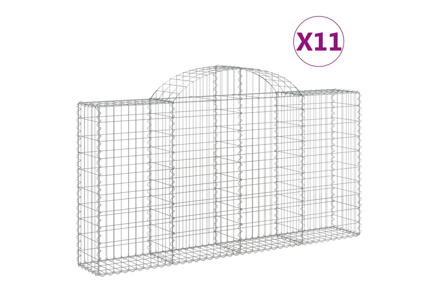 vidaXL 3146119 Arched Gabion Baskets 11 Pcs 200x30x100/120cm Galvanised Iron
