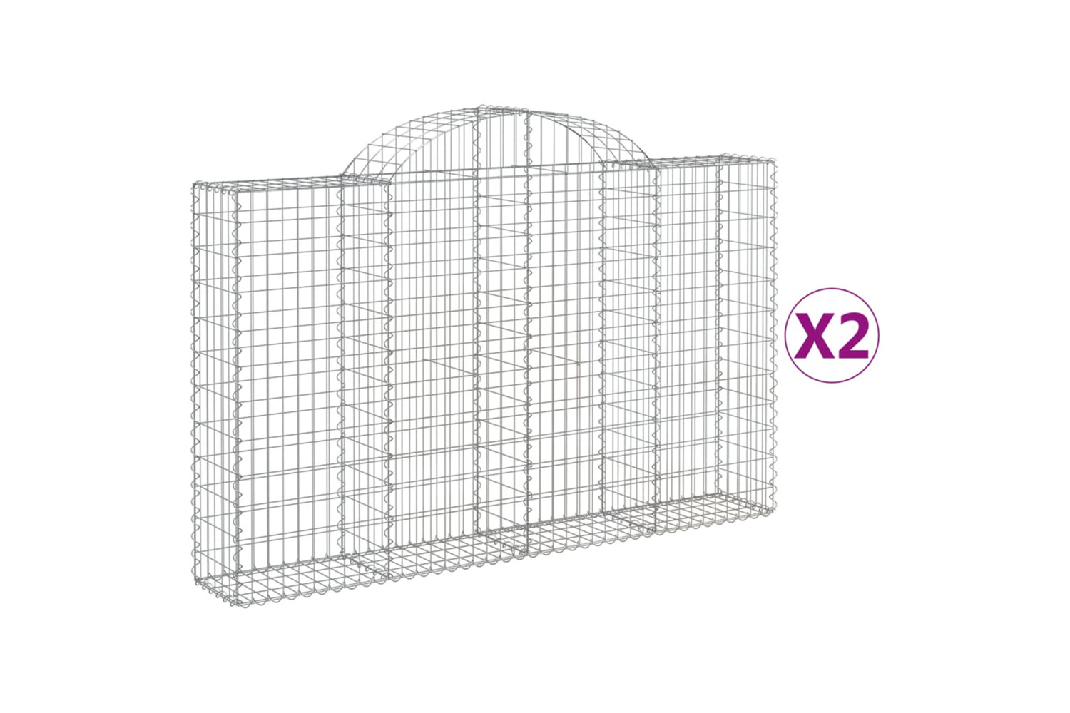 vidaXL 3146131 Arched Gabion Baskets 2 Pcs 200x30x120/140cm Galvanised Iron