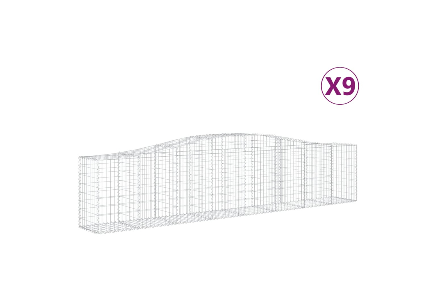 vidaXL 3145950 Arched Gabion Baskets 9 Pcs 400x50x80/100cm Galvanised Iron