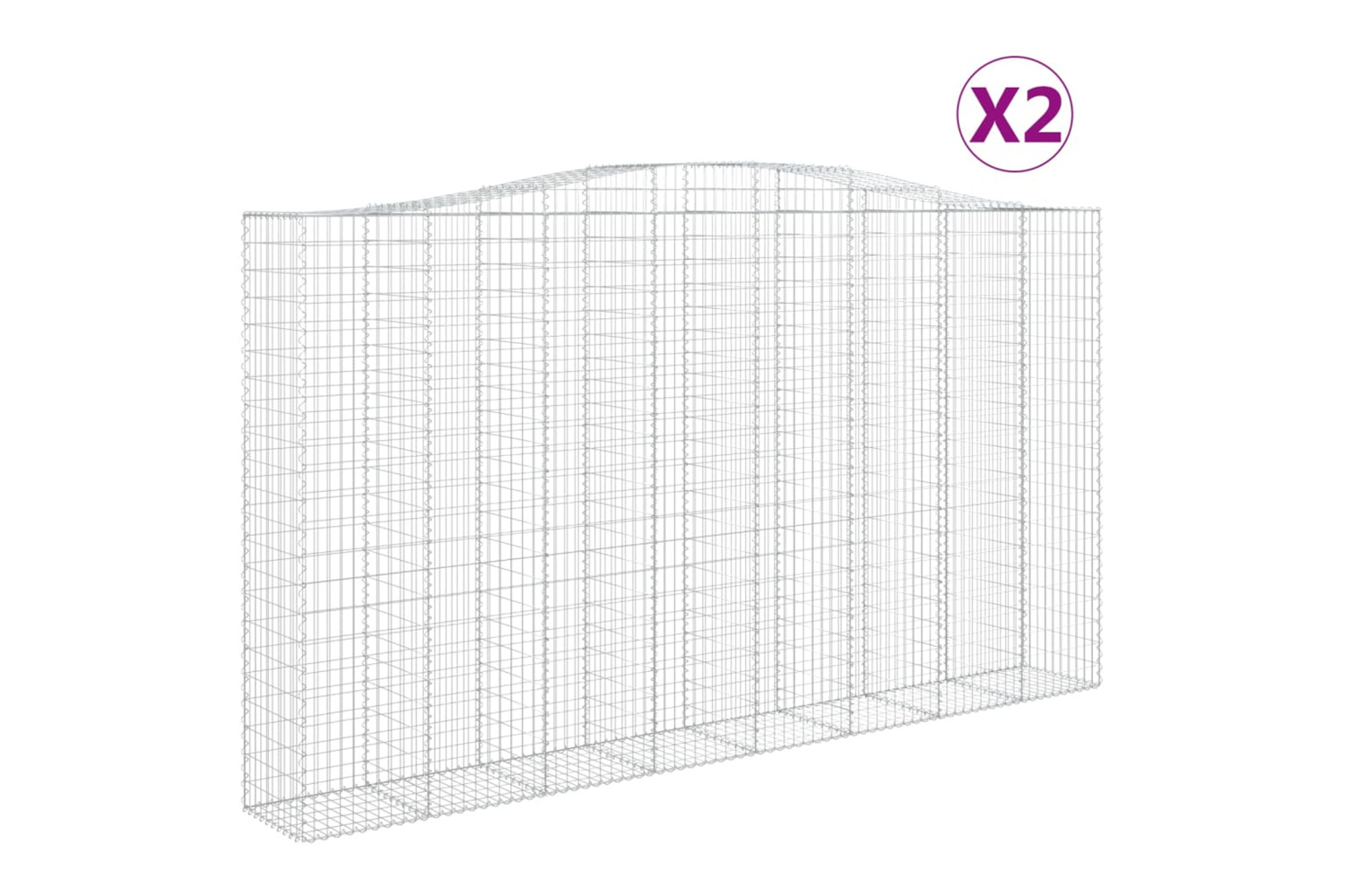 vidaXL 3146034 Arched Gabion Baskets 2 Pcs 400x50x220/240cm Galvanised Iron