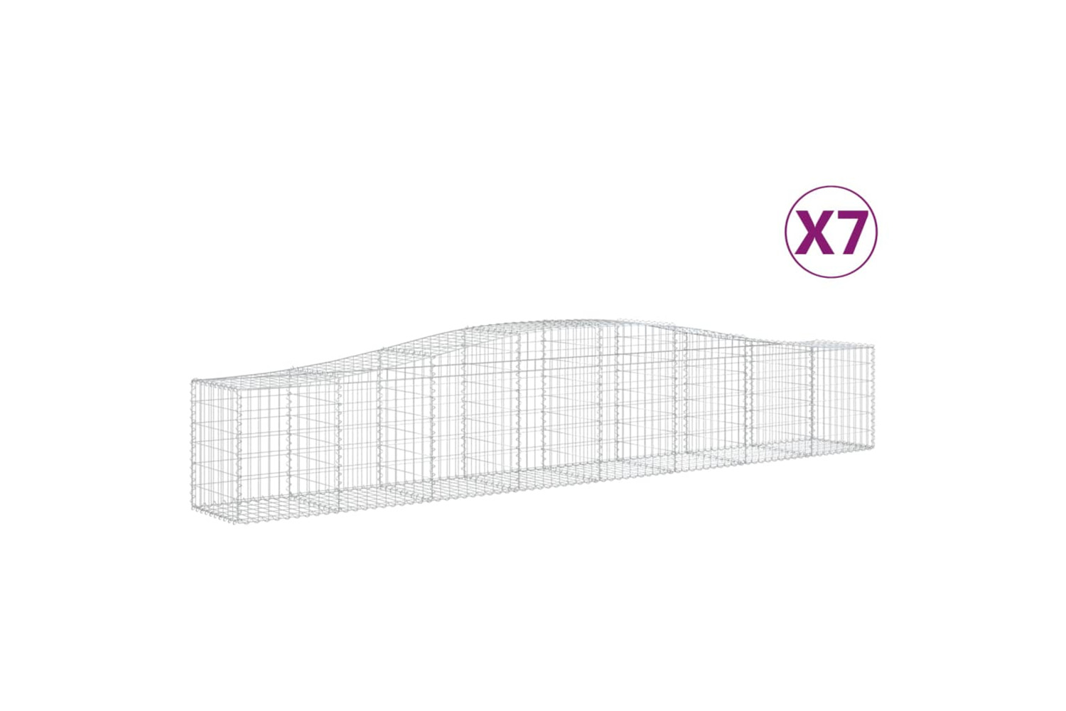 vidaXL 3145935 Arched Gabion Baskets 7 Pcs 400x50x60/80cm Galvanised Iron