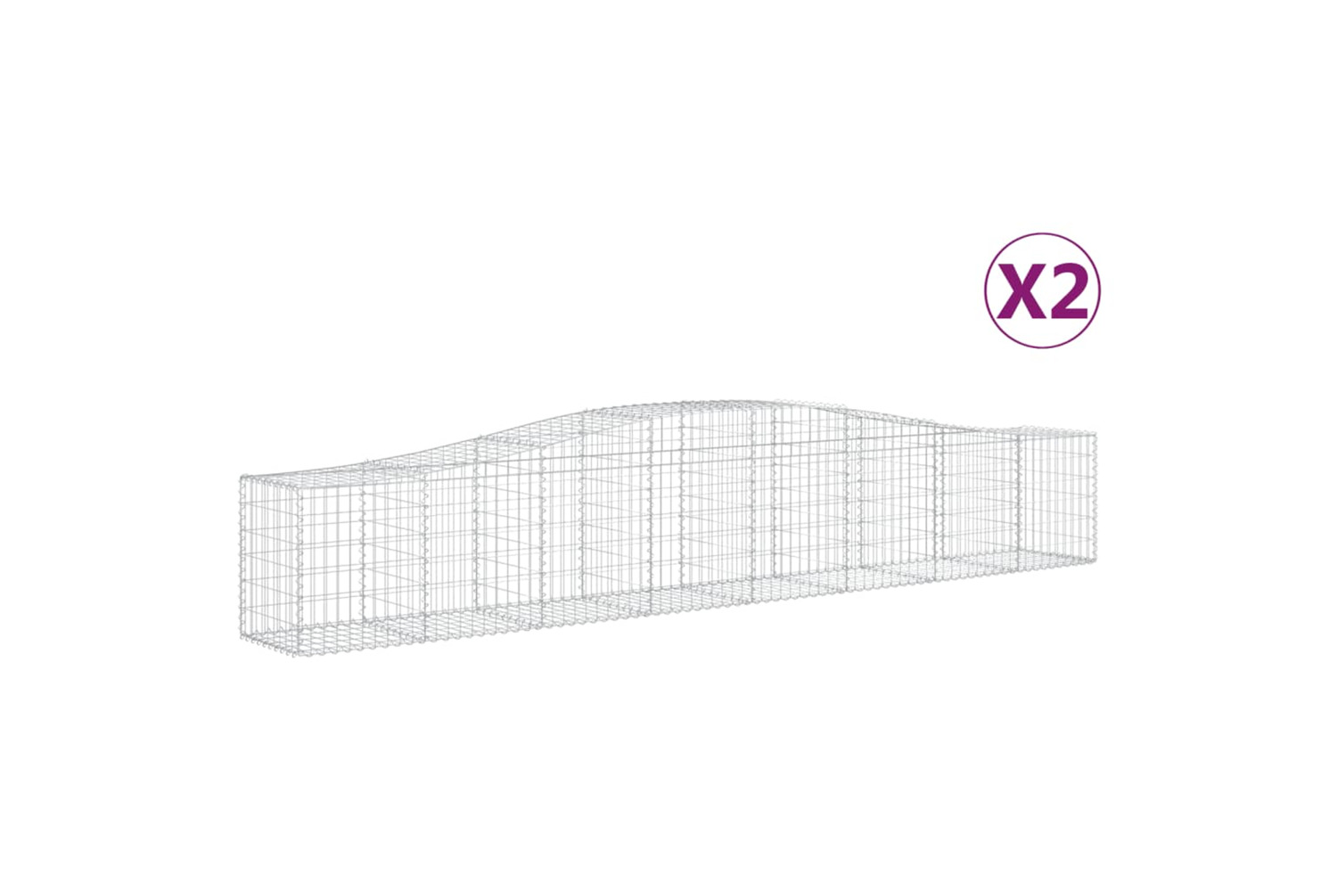 vidaXL 3145930 Arched Gabion Baskets 2 Pcs 400x50x60/80cm Galvanised Iron