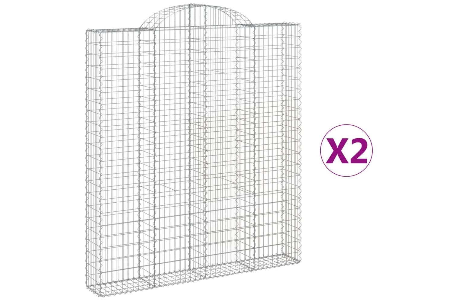 vidaXL 3146236 Arched Gabion Baskets 2 Pcs 200x30x220/240cm Galvanised Iron