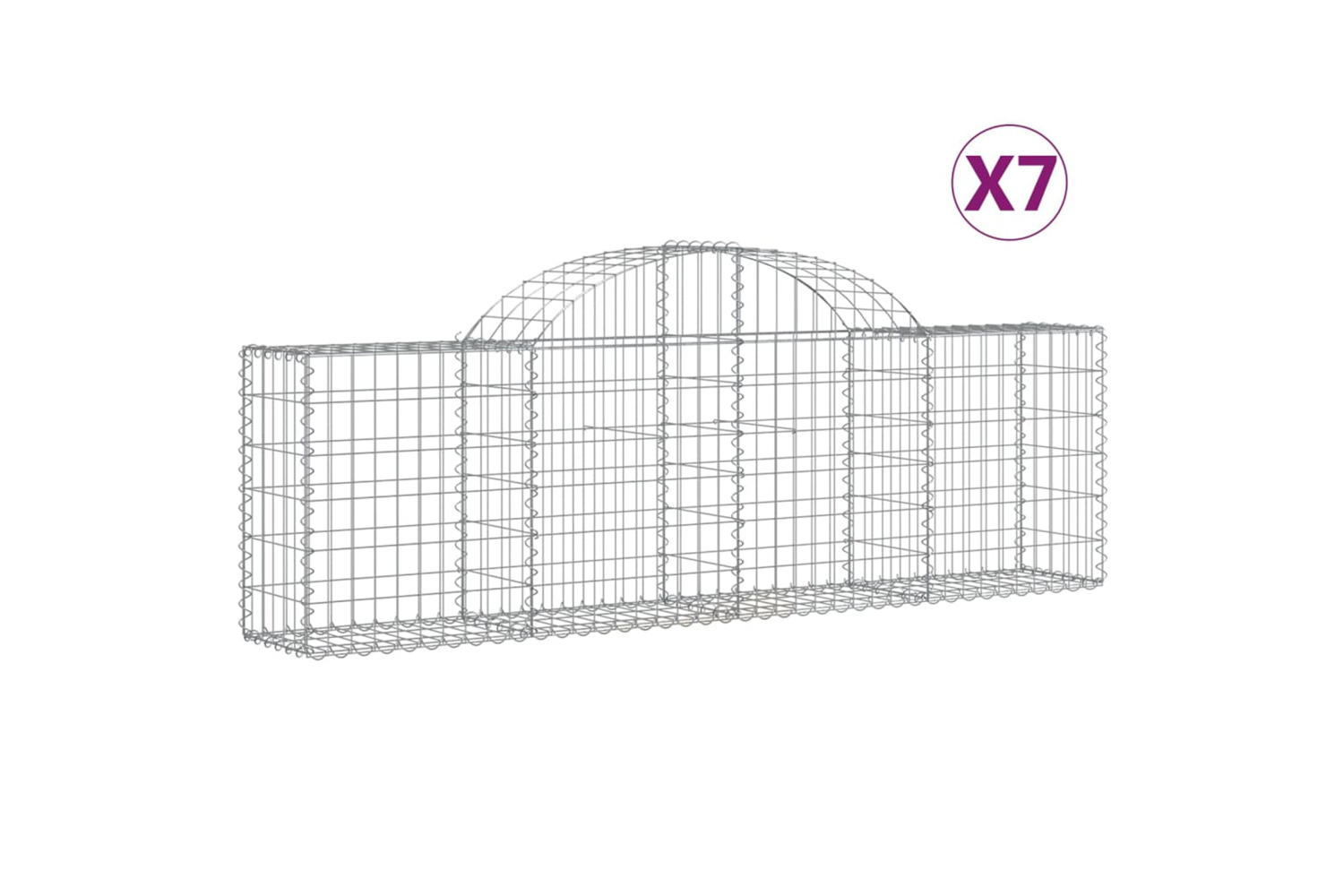 vidaXL 3146073 Arched Gabion Baskets 7 Pcs 200x30x60/80cm Galvanised Iron
