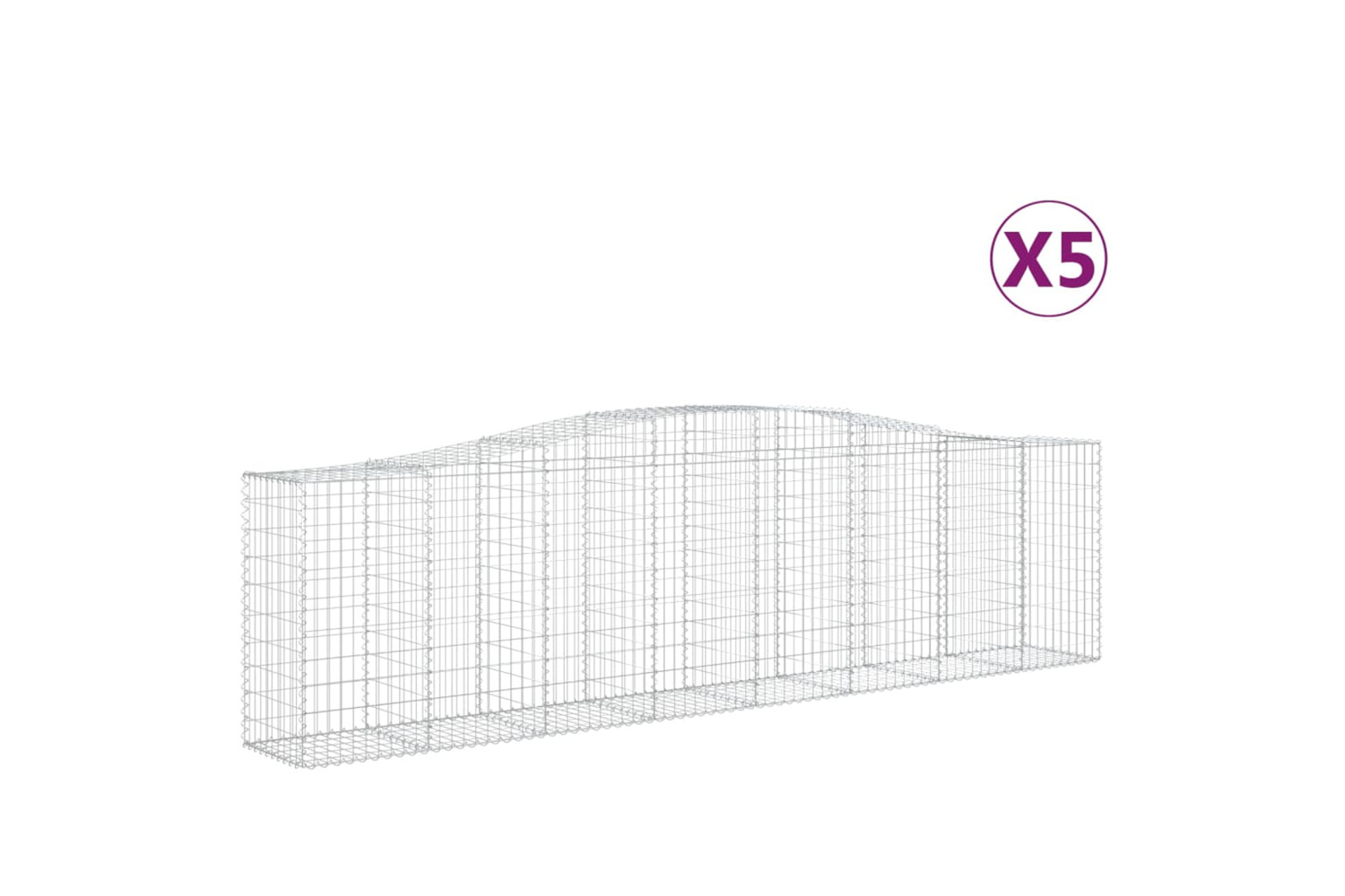 vidaXL 3145959 Arched Gabion Baskets 5 Pcs 400x50x100/120cm Galvanised Iron