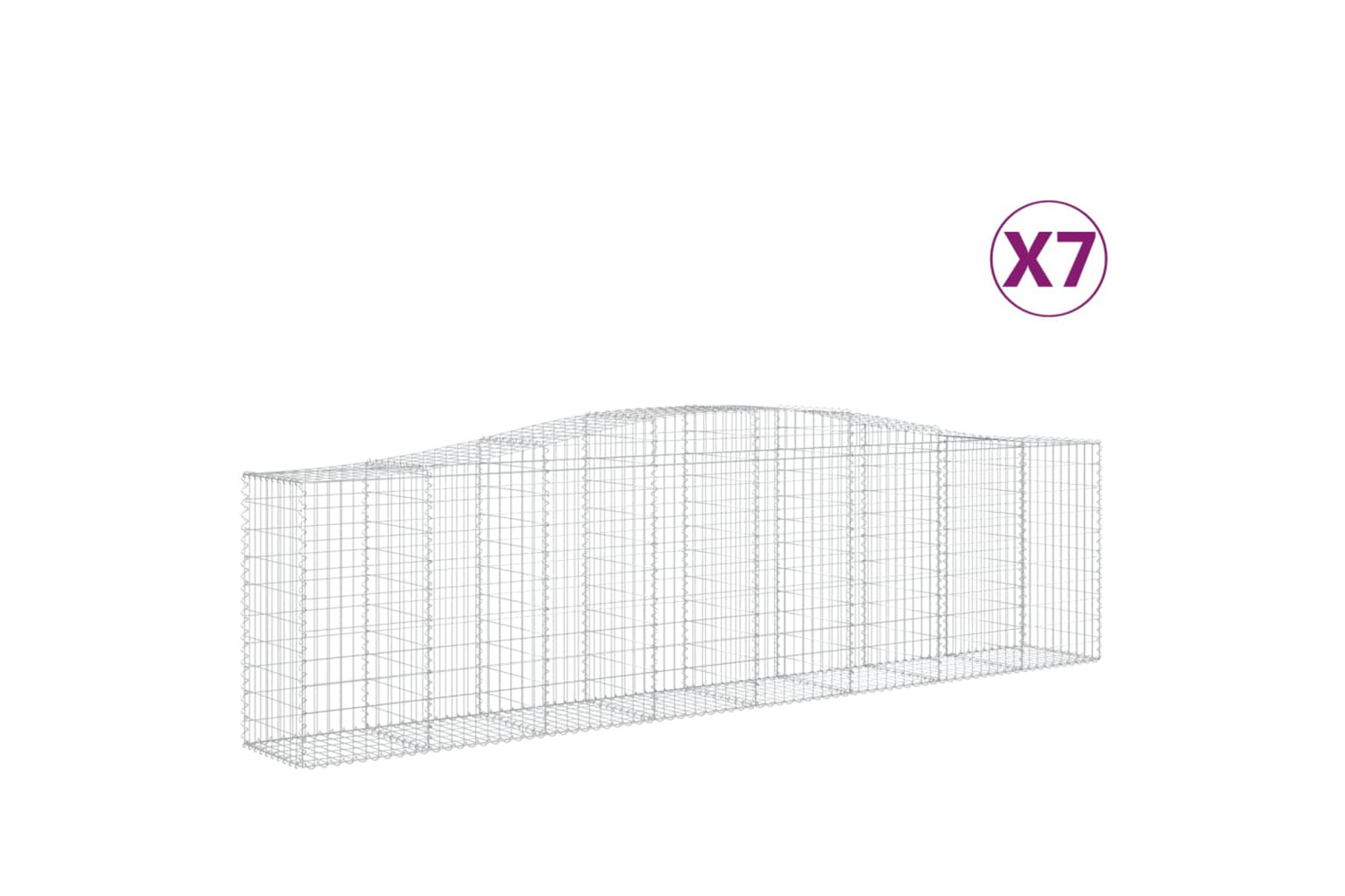vidaXL 3145961 Arched Gabion Baskets 7 Pcs 400x50x100/120cm Galvanised Iron
