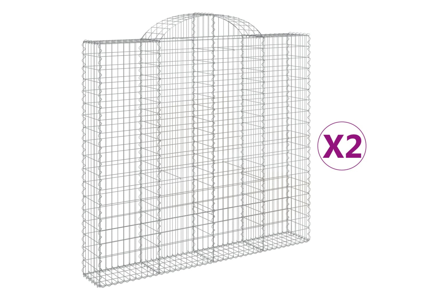 vidaXL 3146194 Arched Gabion Baskets 2 Pcs 200x30x180/200cm Galvanised Iron