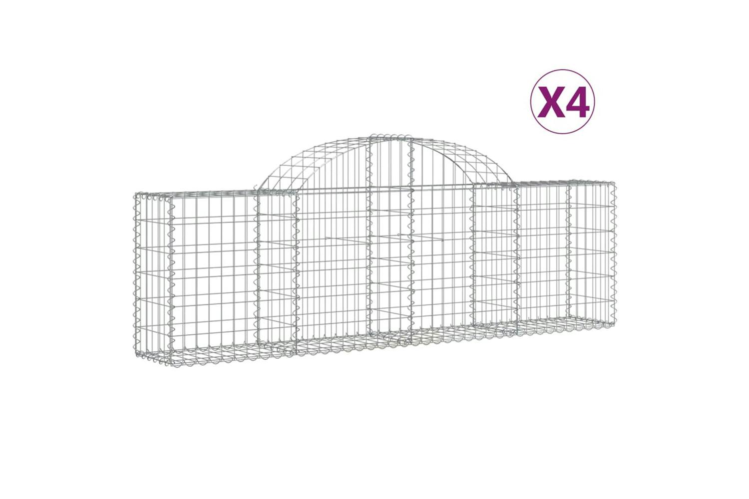 Vidaxl 3146070 Arched Gabion Baskets 4 Pcs 200x30x60/80 Cm Galvanised Iron