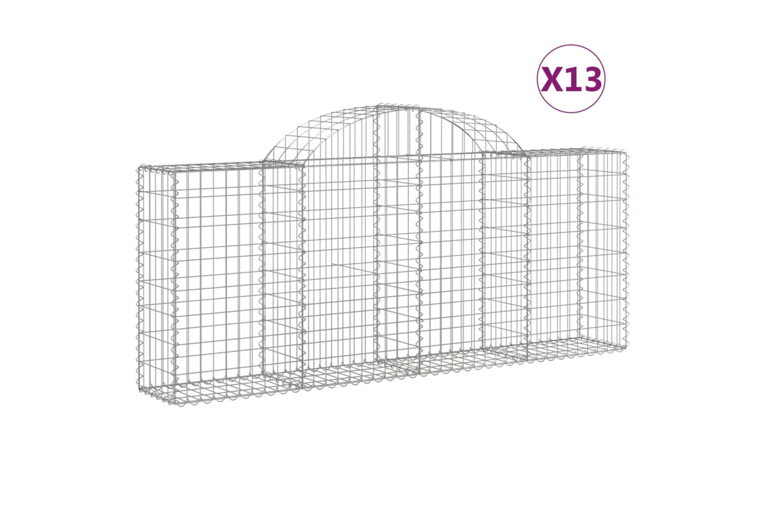 vidaXL 3146100 Arched Gabion Baskets 13 Pcs 200x30x80/100cm Galvanised Iron