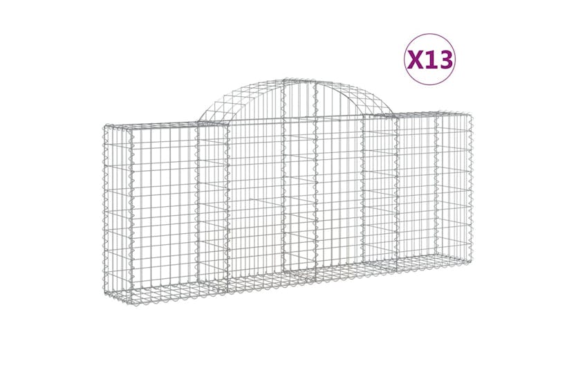 Vidaxl 3146100 Arched Gabion Baskets 13 Pcs 200x30x80/100 Cm Galvanised Iron