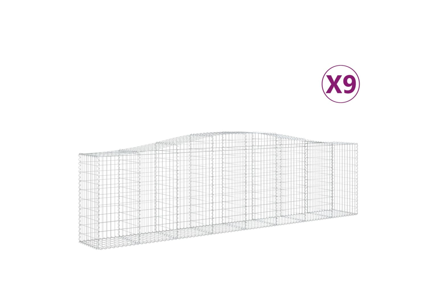vidaXL 3145963 Arched Gabion Baskets 9 Pcs 400x50x100/120cm Galvanised Iron