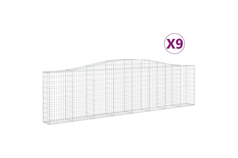 Vidaxl 3145833 Arched Gabion Baskets 9 Pcs 400x30x100/120 Cm Galvanised Iron