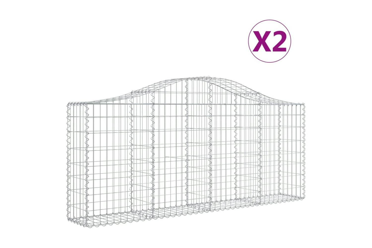 Vidaxl 3145409 Arched Gabion Baskets 2 Pcs 200x30x80/100 Cm Galvanised Iron