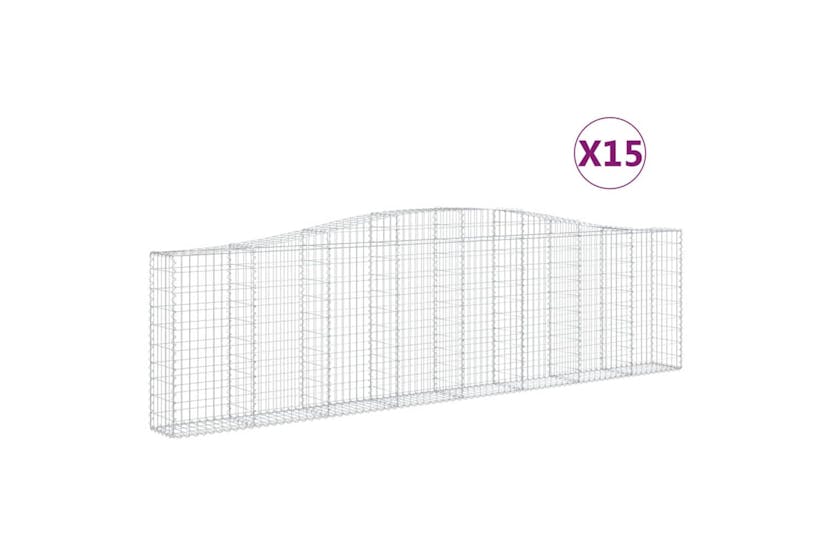 Vidaxl 3145835 Arched Gabion Baskets 15 Pcs 400x30x100/120 Cm Galvanised Iron