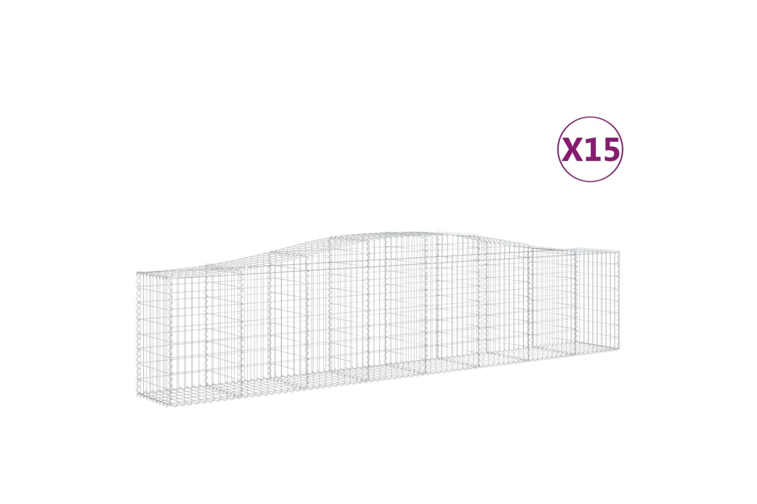 vidaXL 3145952 Arched Gabion Baskets 15 Pcs 400x50x80/100cm Galvanised Iron