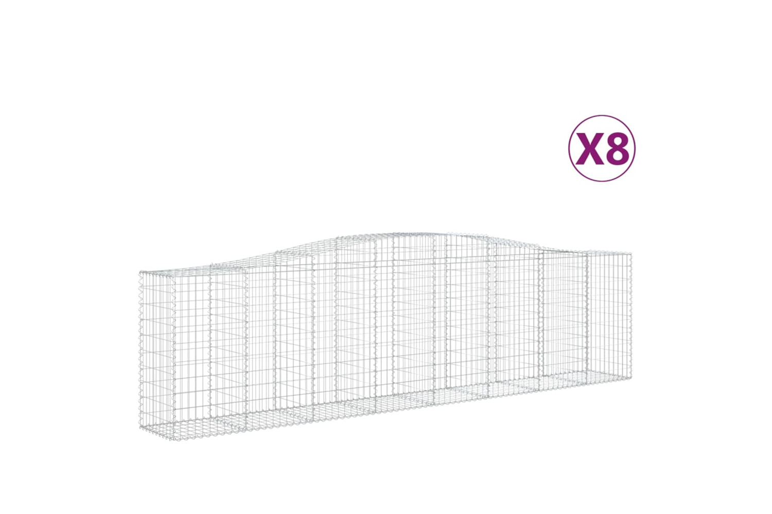 vidaXL 3145962 Arched Gabion Baskets 8 Pcs 400x50x100/120cm Galvanised Iron