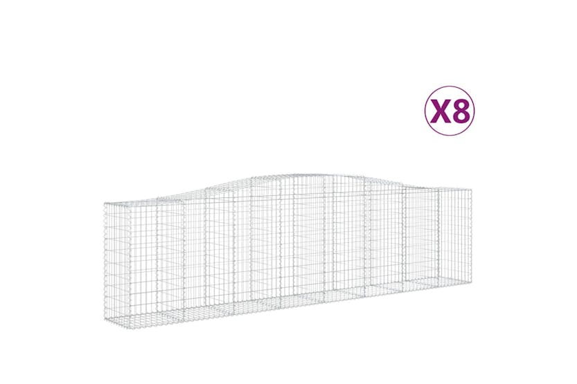 Vidaxl 3145962 Arched Gabion Baskets 8 Pcs 400x50x100/120 Cm Galvanised Iron