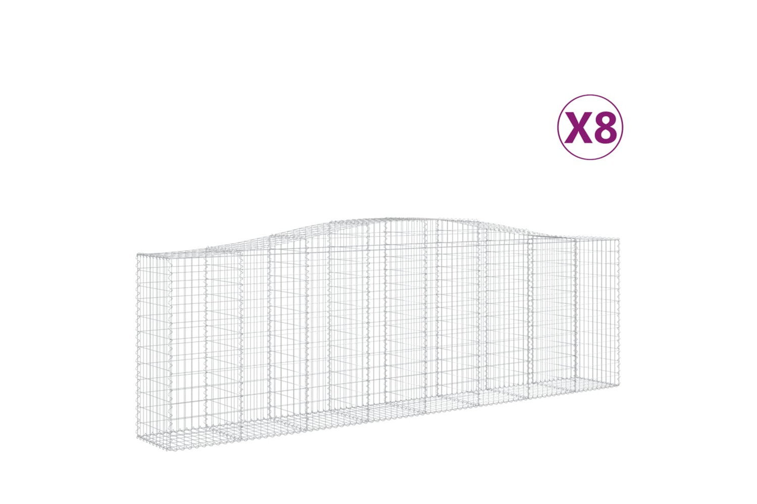 vidaXL 3145975 Arched Gabion Baskets 8 Pcs 400x50x120/140cm Galvanised Iron