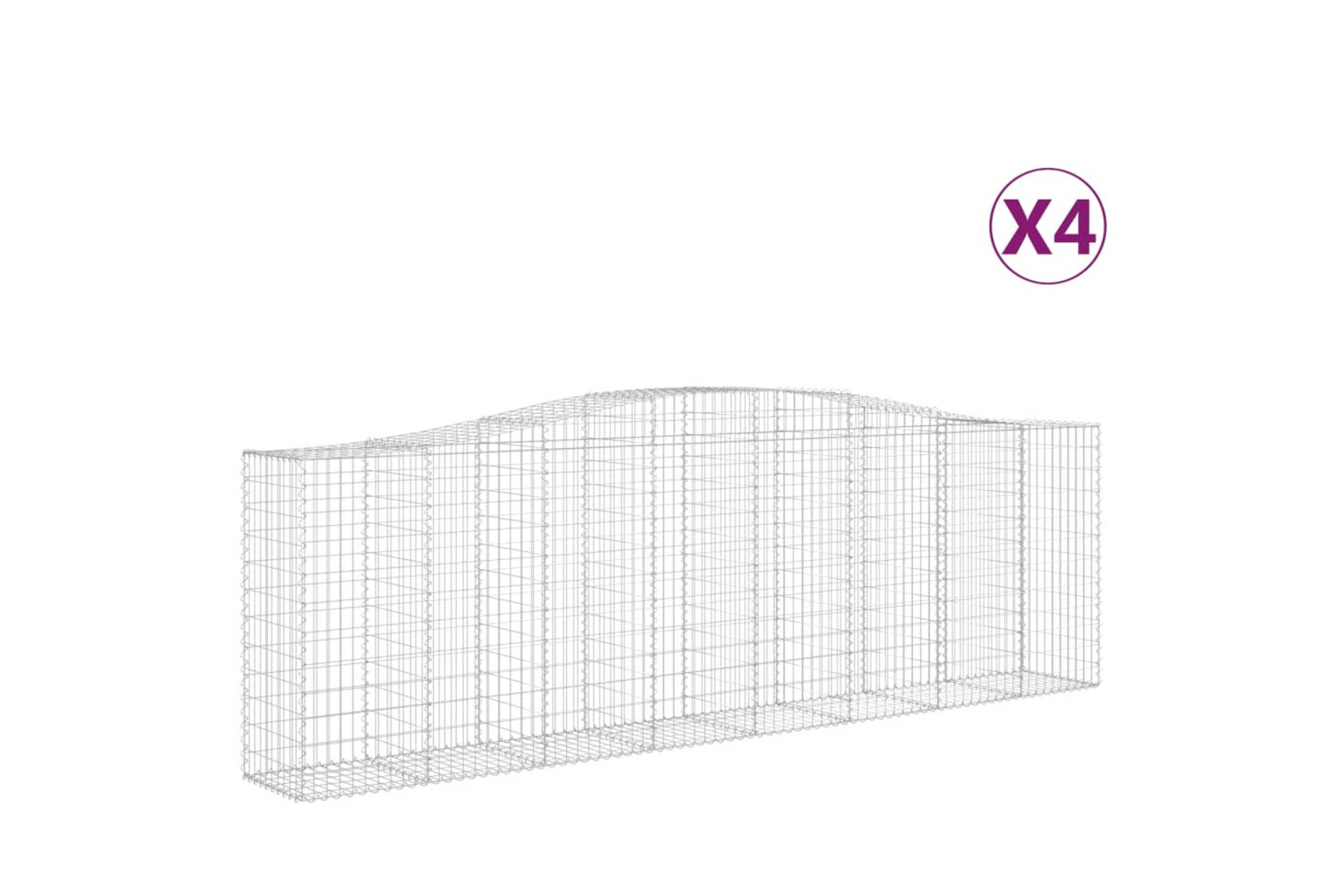 vidaXL 3145971 Arched Gabion Baskets 4 Pcs 400x50x120/140cm Galvanised Iron