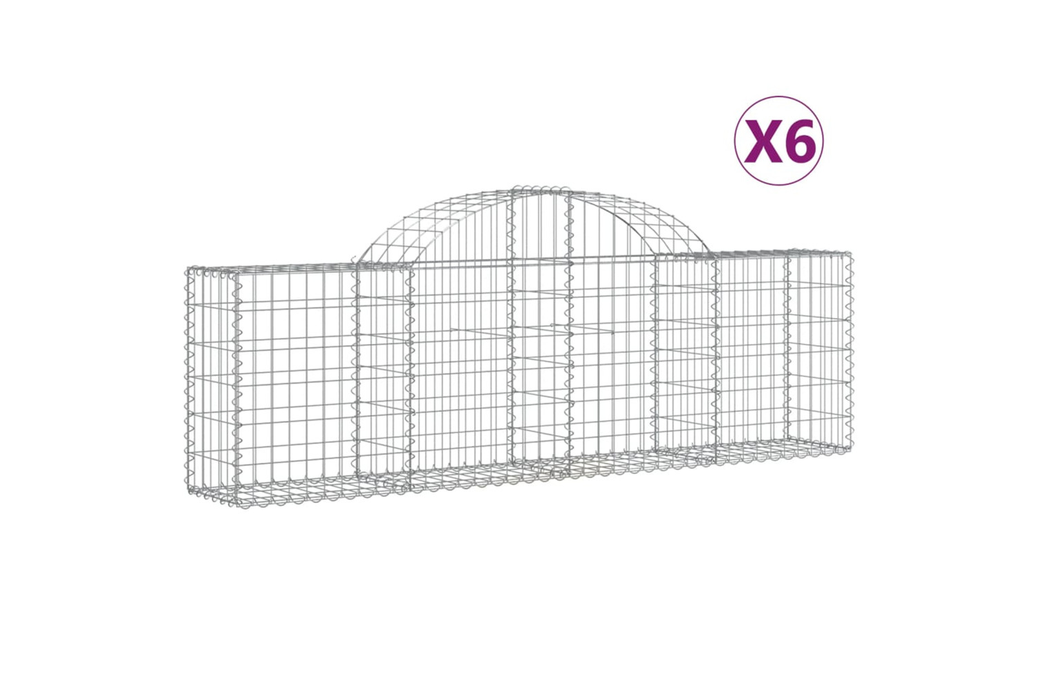 vidaXL 3146072 Arched Gabion Baskets 6 Pcs 200x30x60/80cm Galvanised Iron