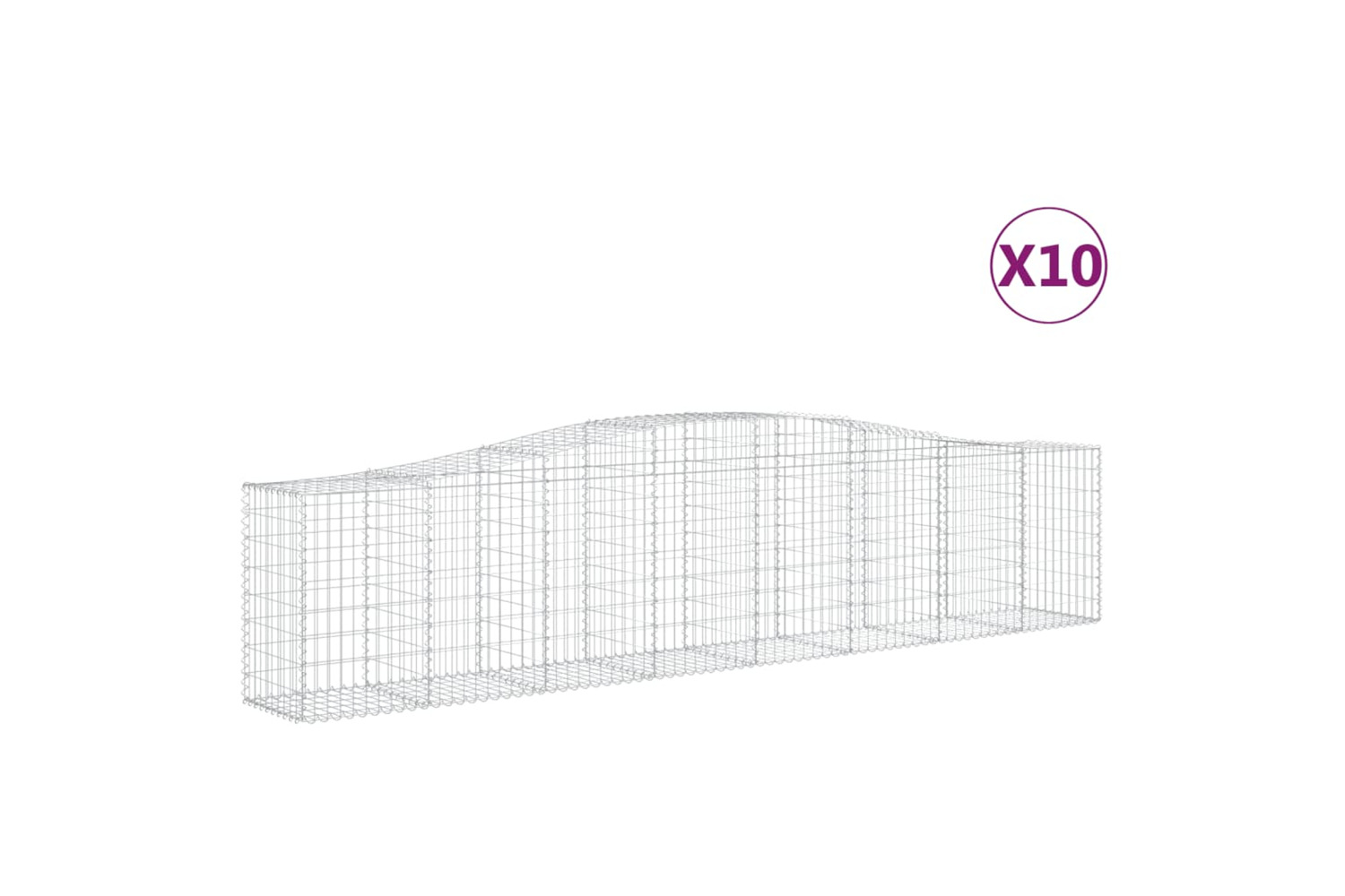 vidaXL 3145951 Arched Gabion Baskets 10 Pcs 400x50x80/100cm Galvanised Iron