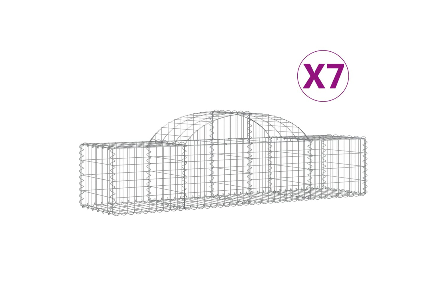 vidaXL 3146262 Arched Gabion Baskets 7 Pcs 200x50x40/60cm Galvanised Iron