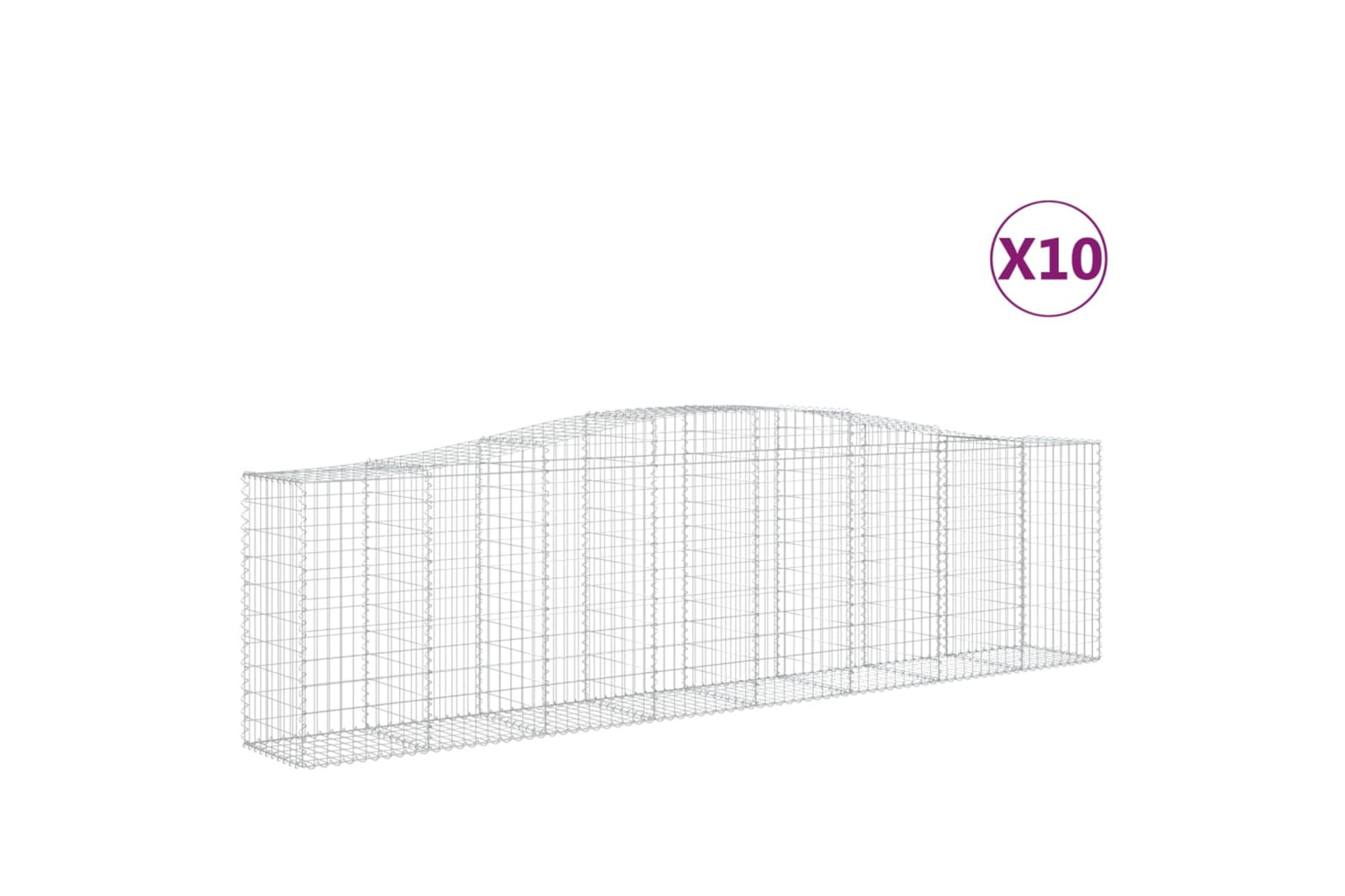 vidaXL 3145964 Arched Gabion Baskets 10 Pcs 400x50x100/120cm Galvanised Iron