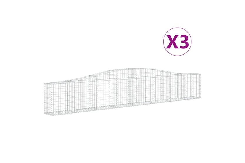 Vidaxl 3145801 Arched Gabion Baskets 3 Pcs 400x30x60/80 Cm Galvanised Iron