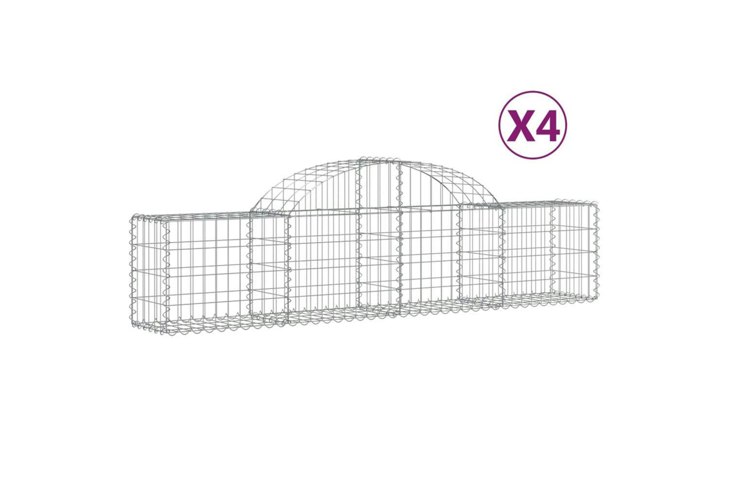 Vidaxl 3146049 Arched Gabion Baskets 4 Pcs 200x30x40/60 Cm Galvanised Iron