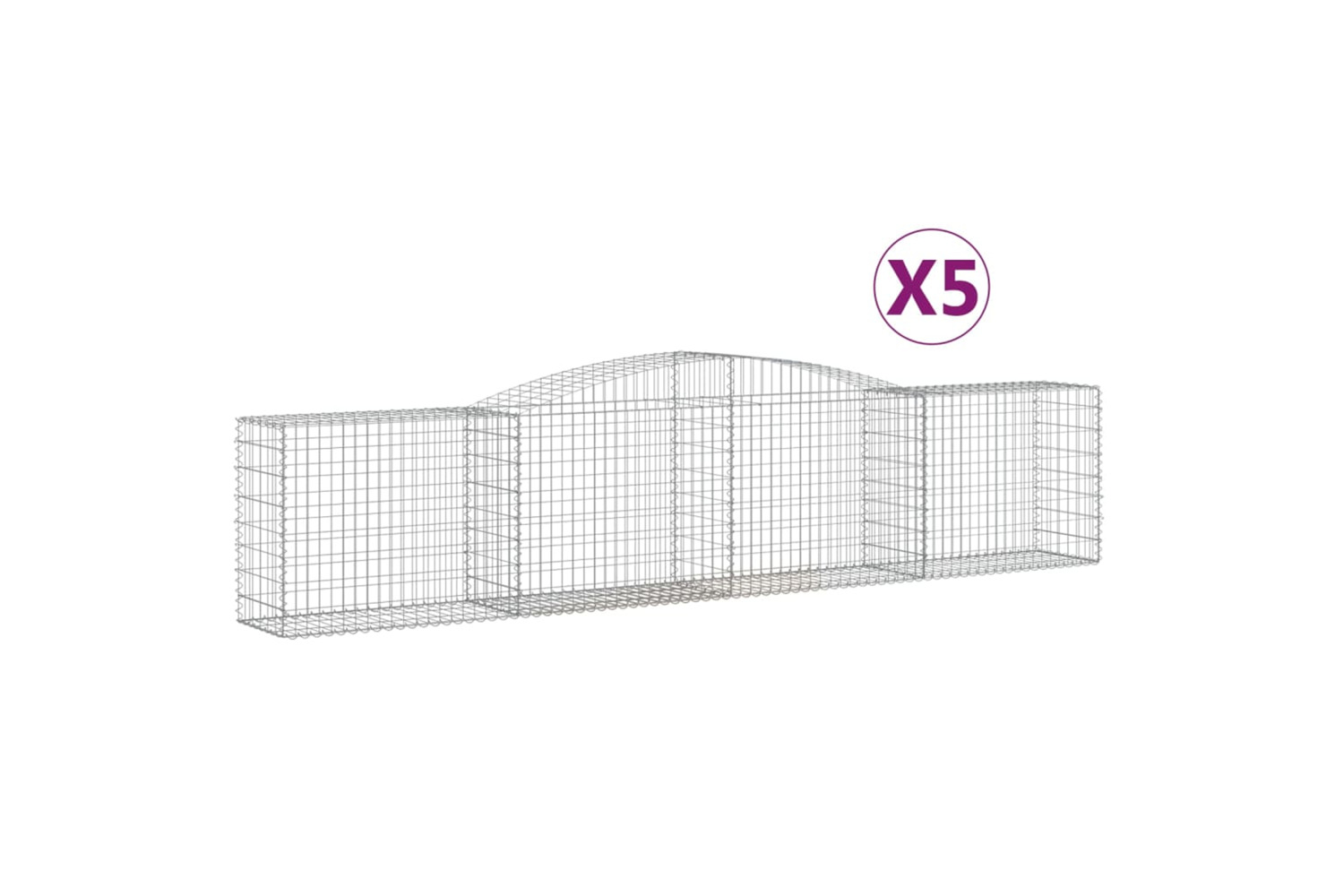 vidaXL 3146986 Arched Gabion Baskets 5 Pcs 400x50x80/100cm Galvanised Iron