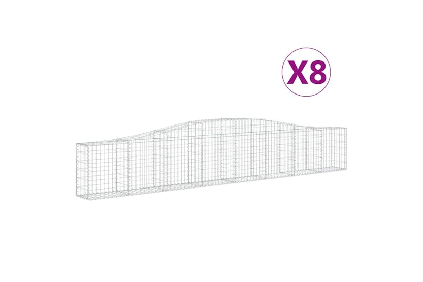 Vidaxl 3145806 Arched Gabion Baskets 8 Pcs 400x30x60/80 Cm Galvanised Iron