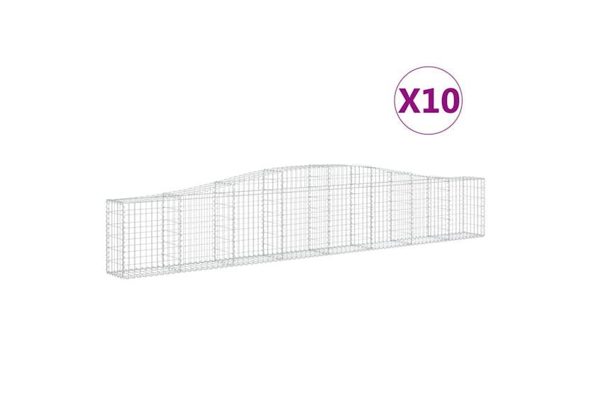 Vidaxl 3145808 Arched Gabion Baskets 10 Pcs 400x30x60/80 Cm Galvanised Iron