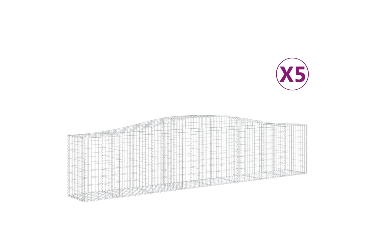 vidaXL 3145946 Arched Gabion Baskets 5 Pcs 400x50x80/100cm Galvanised Iron