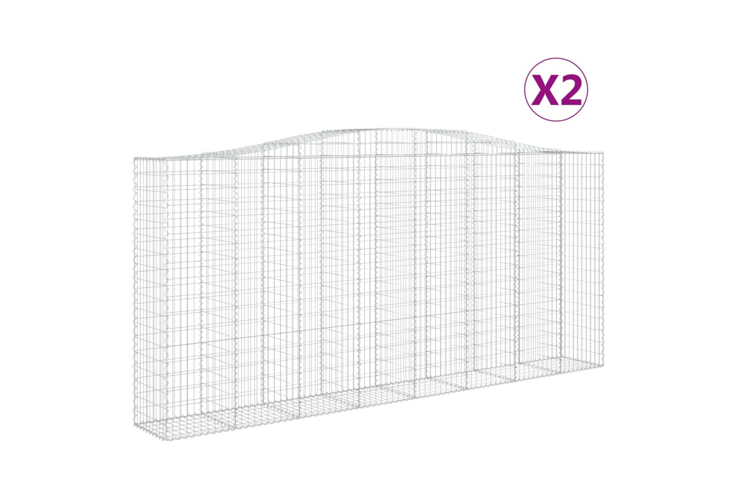 vidaXL 3146008 Arched Gabion Baskets 2 Pcs 400x50x180/200cm Galvanised Iron