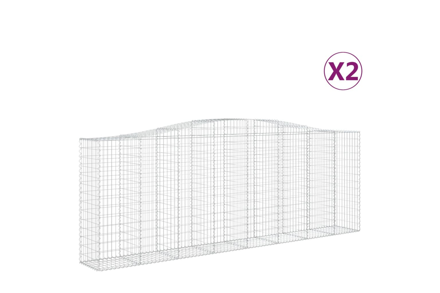 vidaXL 3145982 Arched Gabion Baskets 2 Pcs 400x50x140/160cm Galvanised Iron