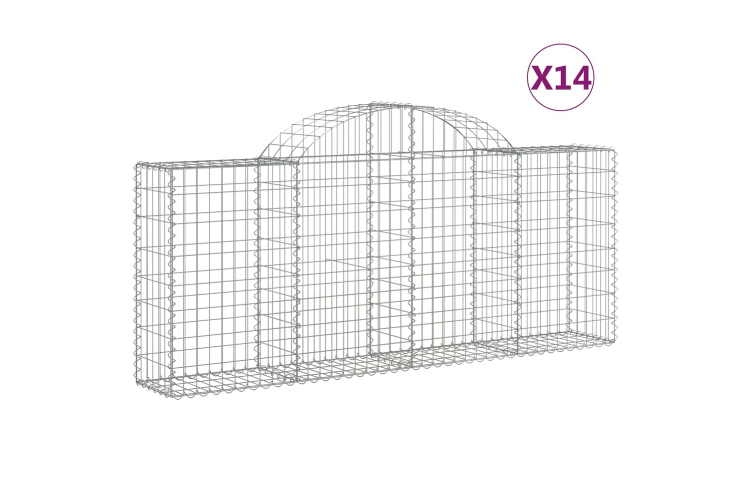 vidaXL 3146101 Arched Gabion Baskets 14 Pcs 200x30x80/100cm Galvanised Iron