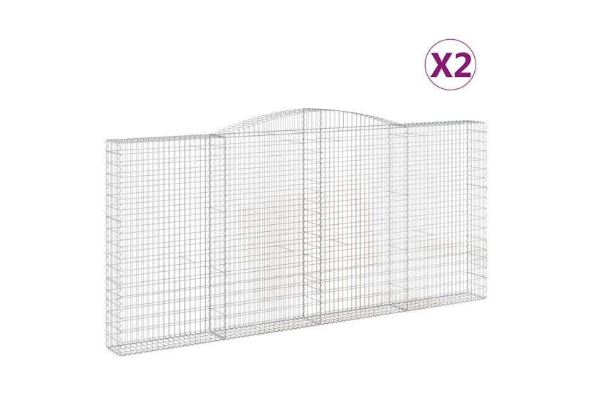 Vidaxl 3146918 Arched Gabion Baskets 2 Pcs 400x30x180/200 Cm Galvanised Iron