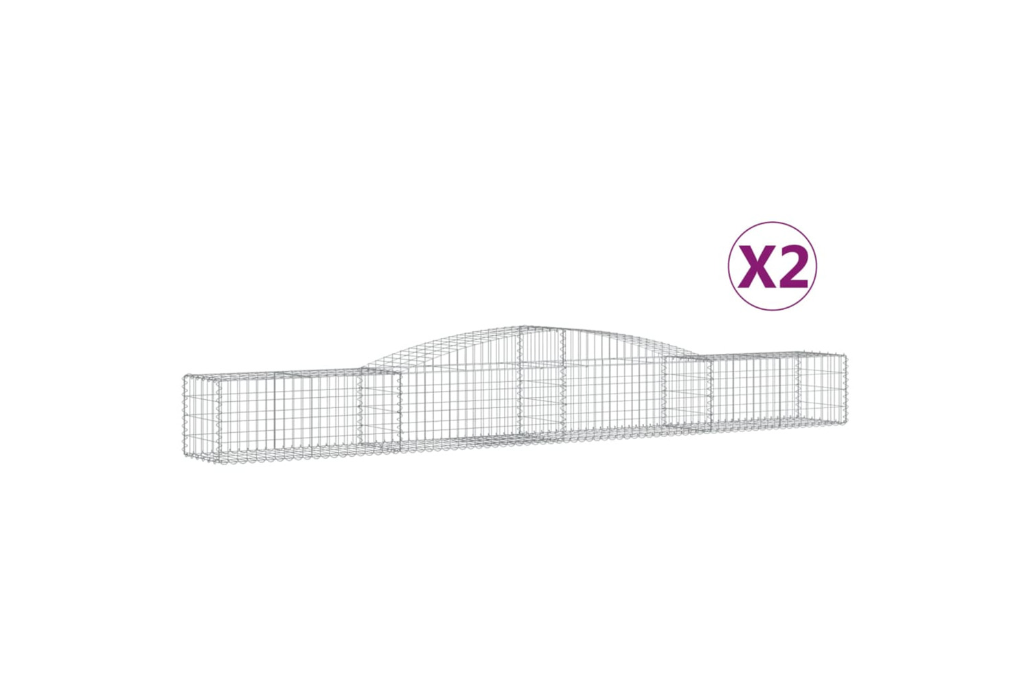 vidaXL 3146957 Arched Gabion Baskets 2 Pcs 400x50x40/60cm Galvanised Iron
