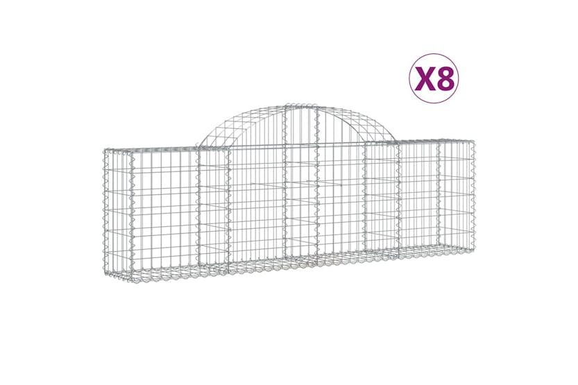 Vidaxl 3146074 Arched Gabion Baskets 8 Pcs 200x30x60/80 Cm Galvanised Iron